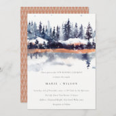Rust Navy Winter Pine Forest Snow Vow Erneuerung Einladung (Vorne/Hinten)