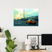 "Rust" Nissan GT-R im Industriegebiet bei Sunset Poster (Heimbüro)
