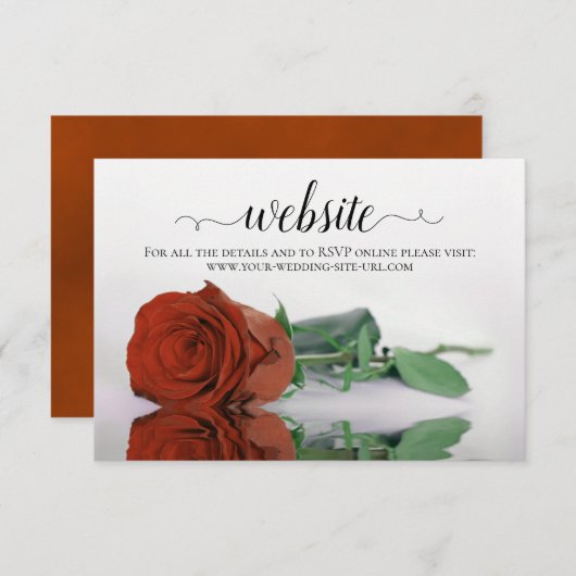 Rust oder Burnt Orange Rose Elegant Wedding Websit Begleitkarte (Vorne/Hinten)