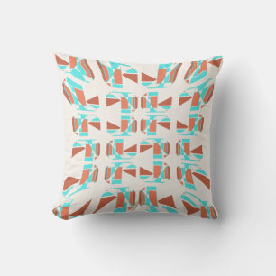 Rust Orange Aqua Tan Kleine Stücke Concave Design Kissen