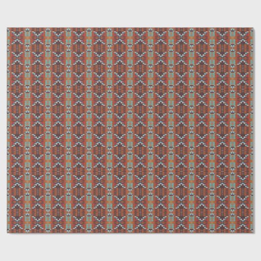 Rust Orange Aqua Türkis Dark Brown Mosaik Kunst Geschenkpapier (Flach)