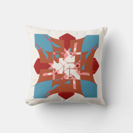 Rust Orange Blue Abstrakt Red Floral like Design Kissen