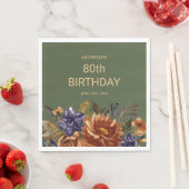 Rust Orange Blue Floral Green Geburtstag Serviette (Beispiel)