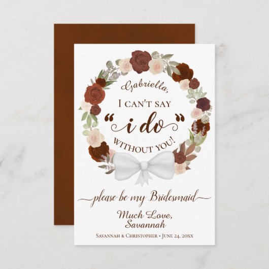 Rust Orange Blumenkranz ist meine Bridesmaid Card (Vorne/Hinten)