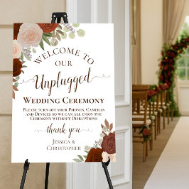 Rust Orange Boho Floral Unplugged Wedding Zeremoni Poster