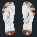 Rust Orange Boho Herbstliche Rose Hochzeit der Bra Badesandalen<br><div class="desc">Tanzen Sie die Nacht mit diesen schönen Hochzeitsflip-Flops. Sie sind für die Braut konzipiert und zeichnen sich durch ein rustikales und dennoch elegantes Design aus, mit handgemalten Aquarellfarben-Rose und Herbstgartenblättern in Rost-, Terrakotta-, Korallenpfirsich- und Brauntönen. Eine schöne Art, extravagant und angemessen bleibe, während Sie Ihren Füßen eine Pause nach einem...</div>