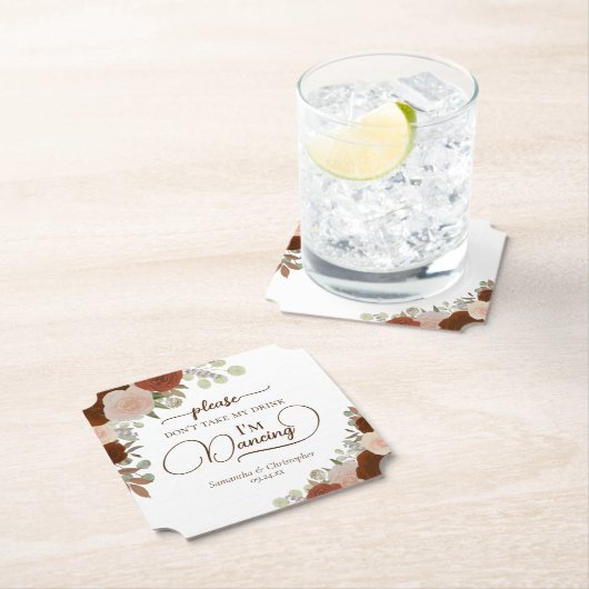 Rust-Orange-Boho-Rose nehmen meine Drink-Hochzeit  Untersetzer (Vor Ort)