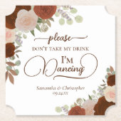 Rust-Orange-Boho-Rose nehmen meine Drink-Hochzeit  Untersetzer (Vorderseite)