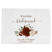 Rust Orange Boho Roses Wedding Bridesmaid Große Geschenktüte (Rückseite)