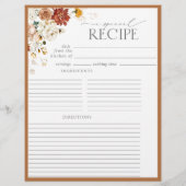 Rust Orange Brautparty Recipe Binder Page (Rückseite)