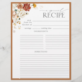 Rust Orange Brautparty Recipe Binder Page