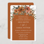 Rust Orange Copper Earthy Tone Floral Arch Wedding Einladung (Vorne/Hinten)