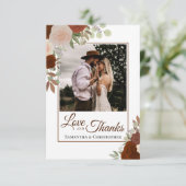 Rust Orange & Coral Rose Liebe & Danke Hochzeit (Stehend Vorderseite)