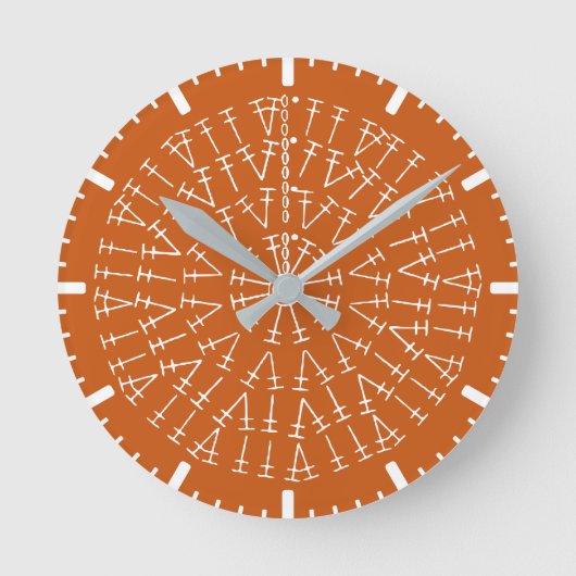 Rust Orange Crochet Chart Hintergrund Uhr (Vorderseite)