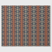 Rust Orange Dark Brown Aquamarin Blue Mosaik Art Geschenkpapier (Flach)
