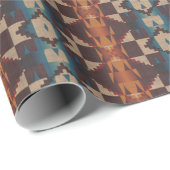 Rust Orange Dark Brown Aquamarin Blue Mosaik Art Geschenkpapier (Rolleneckpunkt)