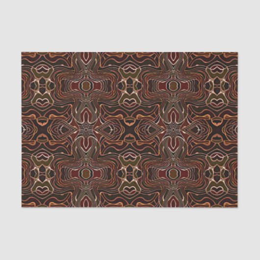 Rust Orange Dark Brown Red Schwarz-weiß Mosaik Art Seidenpapier (Vorderseite)