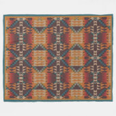 Rust Orange Dark Red Brown Aquamarin Blue Tribal A Fleecedecke (Vorderseite (Horizontal))