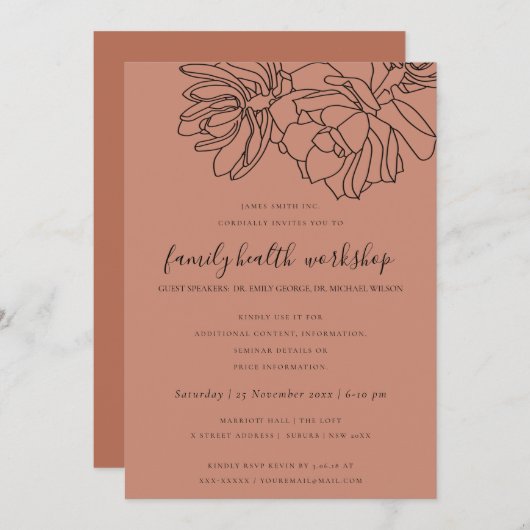 RUST ORANGE DESERT CACTI ERFOLGREICHE WORKSHOP-VER EINLADUNG (Vorne/Hinten)