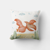 Rust Orange Dinosaur Nursery Pillow Cute Pterodact Kissen (Vorderseite)
