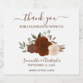 Rust Orange Elegant Boho Rose Hochzeit Vielen Dank Bierflaschenetikett (Einzelnes Label)