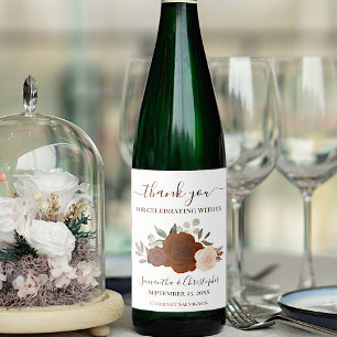 Rust Orange Fall Floral Elegant Hochzeit Vielen Da Weinetikett