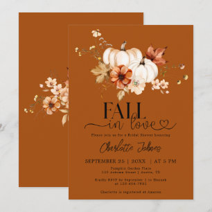 Rust Orange Fall in Liebe Pumpkin-Brautparty Einladung