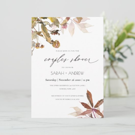 Rust Orange Fall Tree Branch Couples Dusche laden Dankeskarte (Stehend Vorderseite)