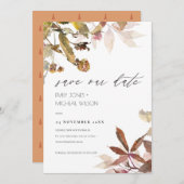 Rust Orange Fall Tree Branch Save the Date einlade Dankeskarte (Vorne/Hinten)