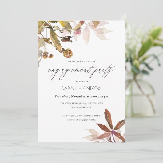 Rust Orange Fall Tree Branch Verlobung laden Dankeskarte (Stehend Vorderseite)