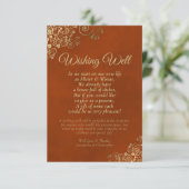Rust Orange & Gold Lace Hochzeit wünscht gutes Ged Begleitkarte (Stehend Vorderseite)