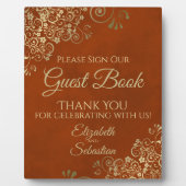 Rust Orange & Gold Unterschreiben Unser Gästebuch Fotoplatte (Vorderseite)