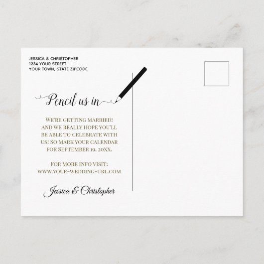 Rust Orange & Gold Wedding Speichern Sie den Datum Ankündigungspostkarte (Rückseite)