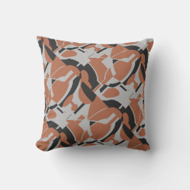 Rust Orange Gray Black MCM Look Diagonal Art Print Kissen