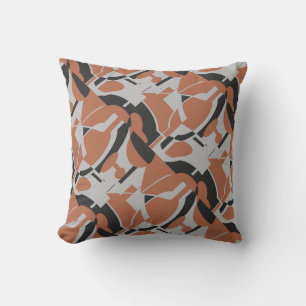 Rust Orange Gray Black MCM Look Diagonal Art Print Kissen