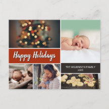 Rust Orange Happy Holidays Foto Collage Weihnachte