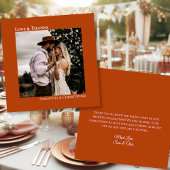 Rust Orange Liebe Dank Foto & Note Wedding Dankeskarte