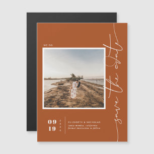Rust Orange Modernes Minimal-Save the Date-Foto Magneteinladung