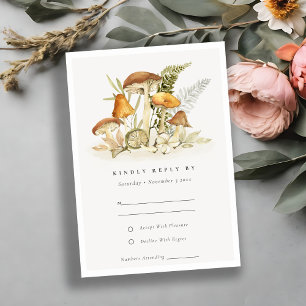Rust Orange Mushroom Fern Fauna Wedding Rsvp Karte