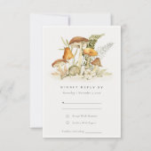 Rust Orange Mushroom Fern Fauna Wedding Rsvp Karte (Vorderseite)