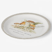 Rust Orange Mushroom Fern Foliage Brautparty Pappteller (Schrägansicht)