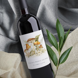 Rust Orange Mushroom Fern Foliage Brautparty Weinetikett