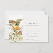 Rust Orange Mushroom Fern Foliage Wedding RSVP Karte (Vorderseite)