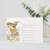 Rust Orange Mushroom Fern Foliage Wedding RSVP Karte (Stehend Vorderseite)