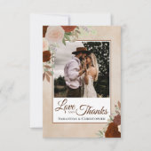 Rust Orange & Peach Floral Liebe & Danke Hochzeit (Vorderseite)