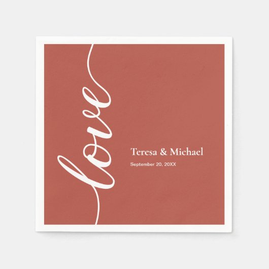 Rust Orange Personalisierte Namen Liebe Skript Serviette (Vorderseite)