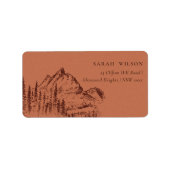 Rust Orange Pine Woods Mountain Sketch-Adresse Adressaufkleber (Vorne)