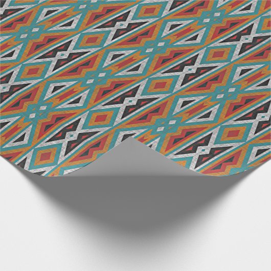 Rust Orange Red Black Aqua Geschenkpapier (Ecke)