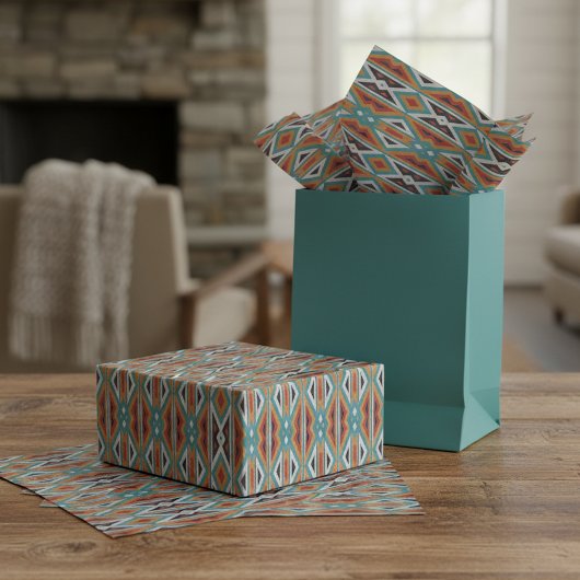 Rust Orange Red Black Aqua Seidenpapier