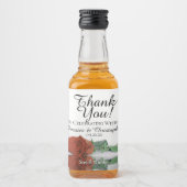 Rust Orange reflektierende Rose Hochzeit Danke Min Alkoholflaschenetikett (Vorderseite)